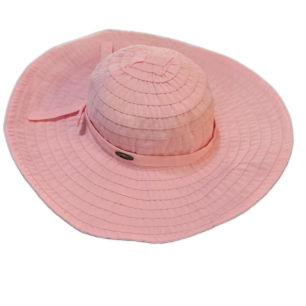 Scala Womens Sun Hat Wideโ Brim Packable Salmon Pink Beach Straw Visor Summer